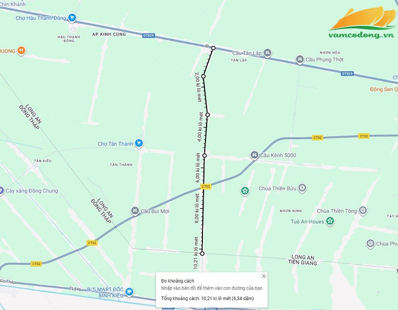 096.85.01 Hình vẽ vệ tinh đường Tân Thạnh - Cái Bè